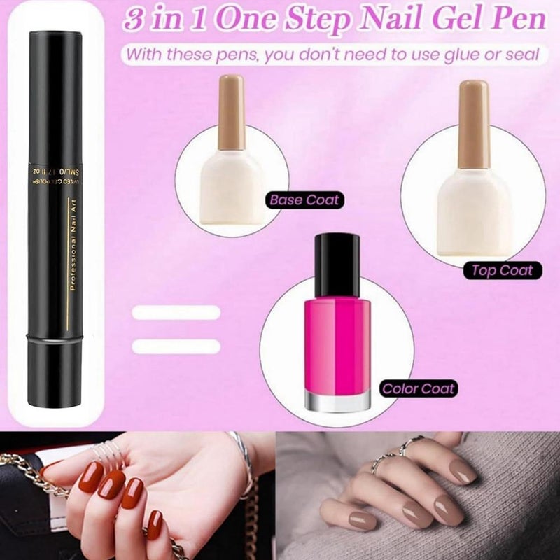 مجموعة أقلام الأظافر الاحترافية، 6 ألوان لكل مجموعة، 3 في 1 أقلام طلاء الأظافر سريعة الجفاف، قلم جل طلاء الأظافر، لفن الأظافر DIY، أقلام طلاء أظافر سهلة للنساء - Image 5